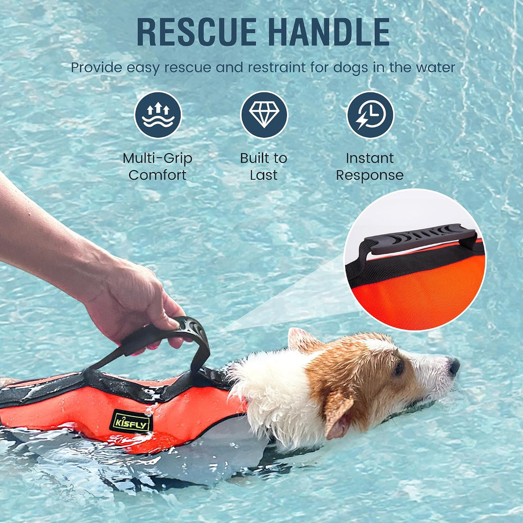 Large Dog Life Jacket XXL, Swimming Vest with Rescue Handle