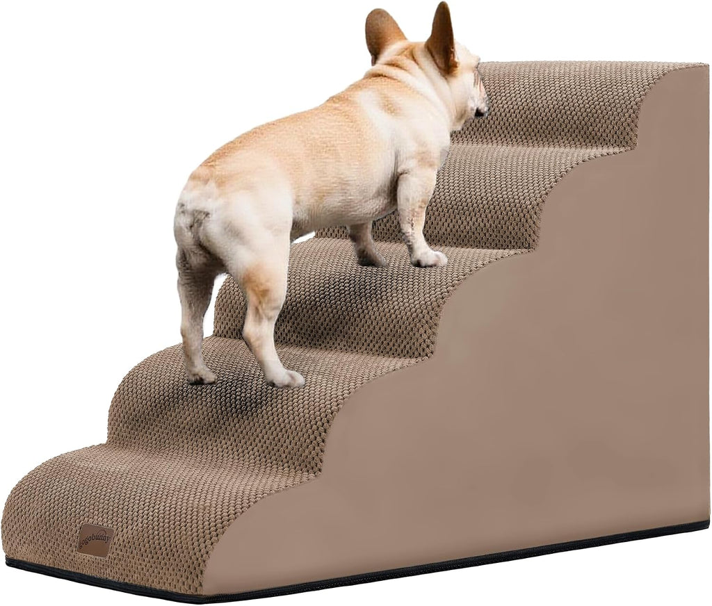 Dog Stairs for Small Dogs, 3-Step Pet Steps for Couch Sofa, Grey