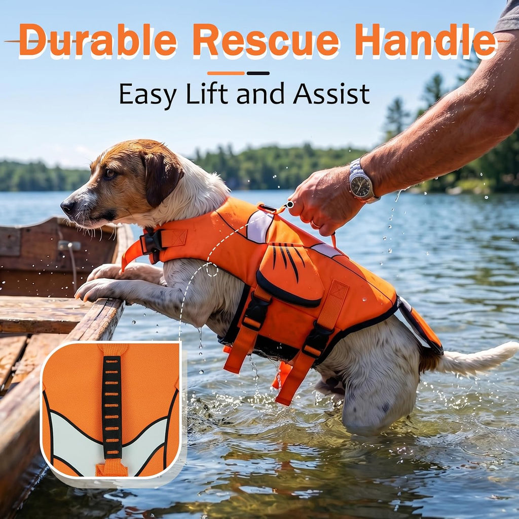 Dog Life Jacket for Swimming Boating, High Visibility Safety Vest