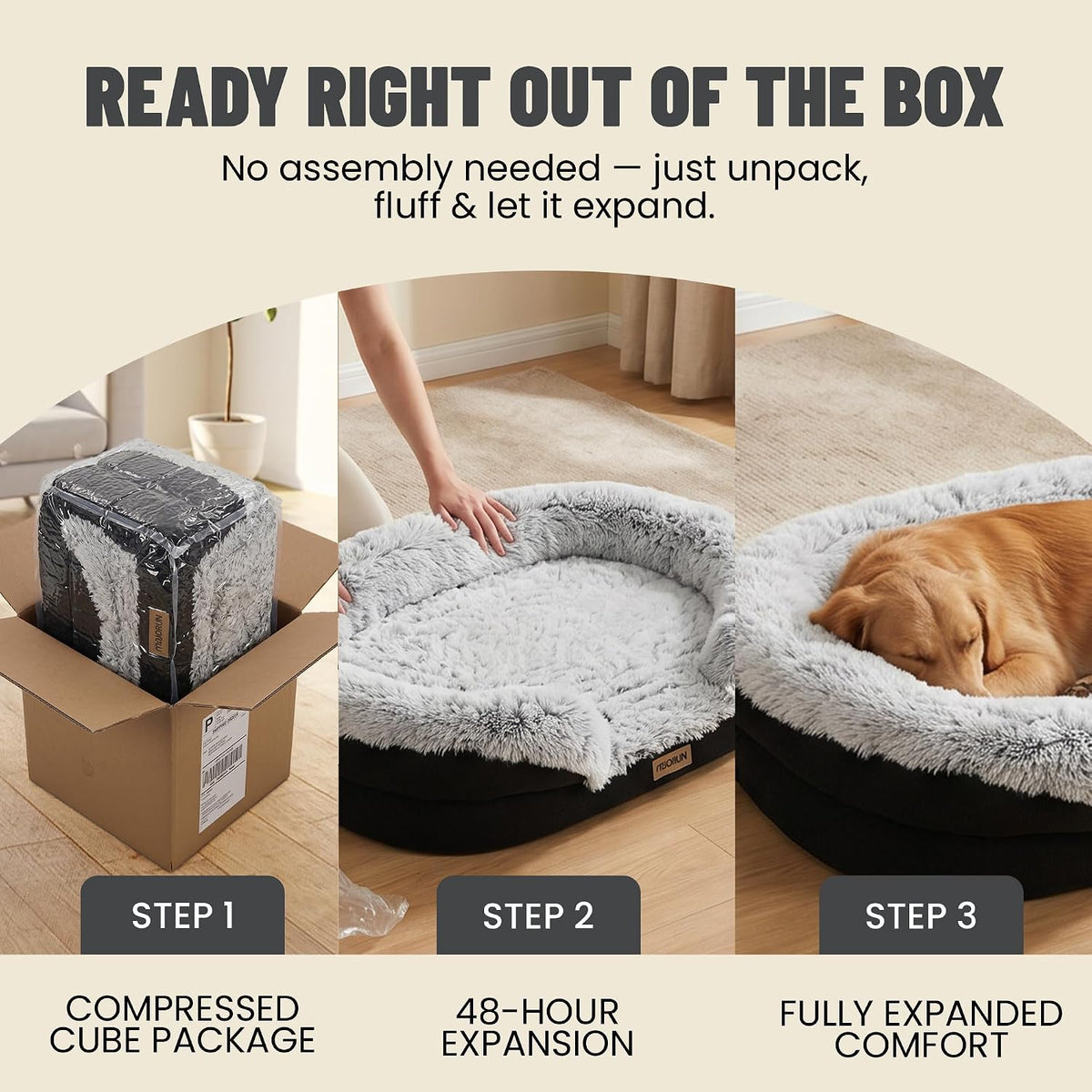 Miorun Fluffy Orthopedic Dog Beds Large Sized Dog, 43" Bolster Sofa Bed