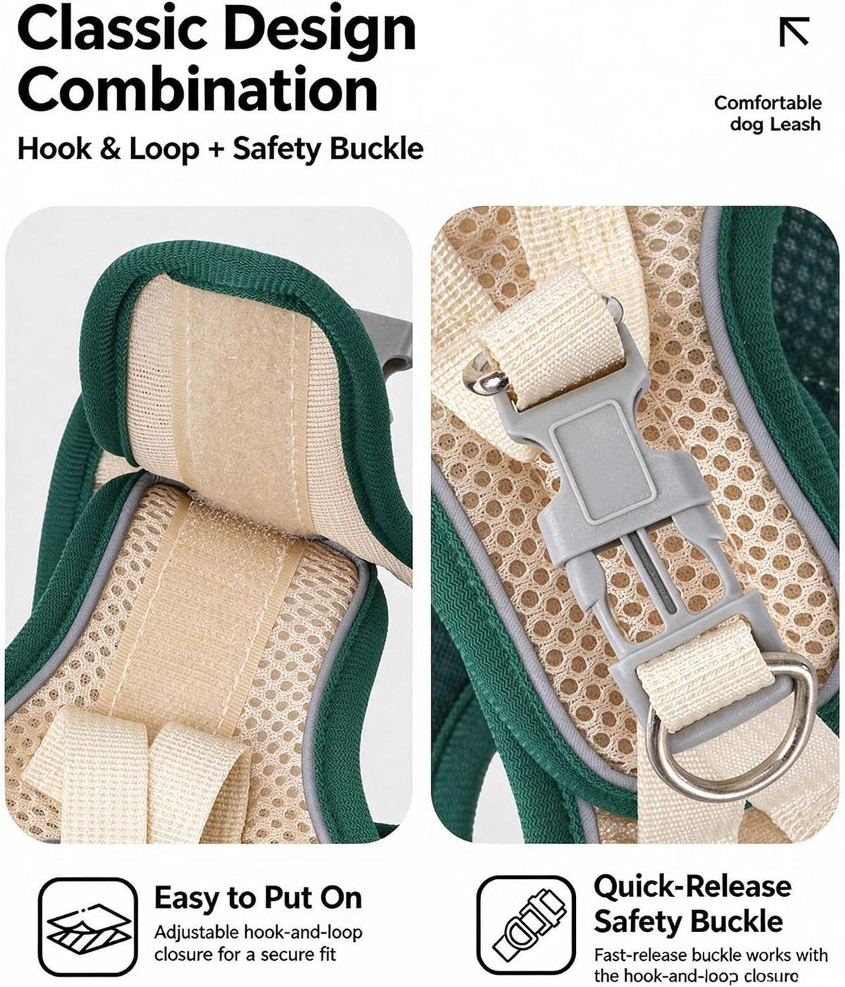 Pet Harness Set for Small Dogs Cat, Black XXS Adjustable Vest Harness