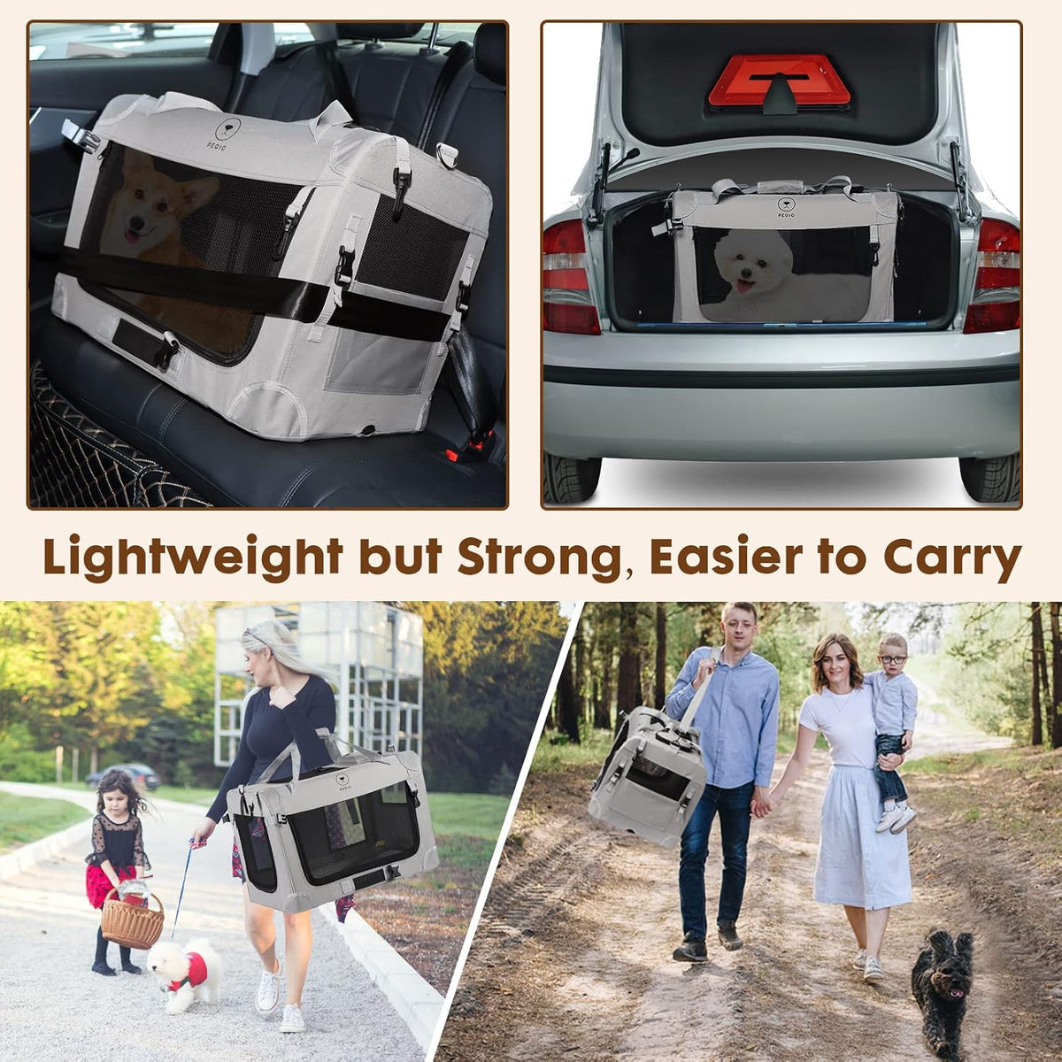 Extra Large Cat Carrier for 2 Cats, Grey, X-Large