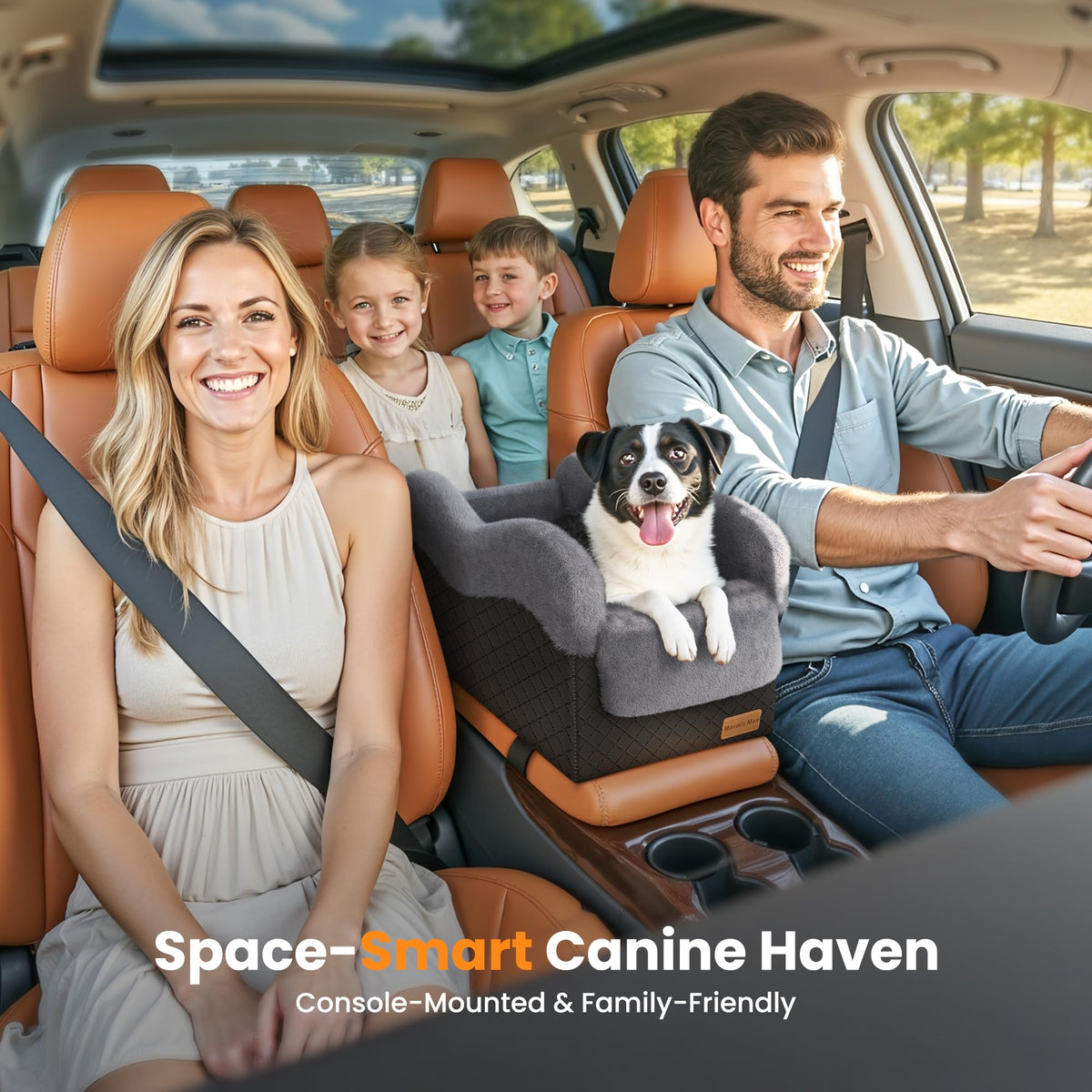 Mavora Max Center Console Dog Car Seat for Small Dogs Under 11lbs, Grey