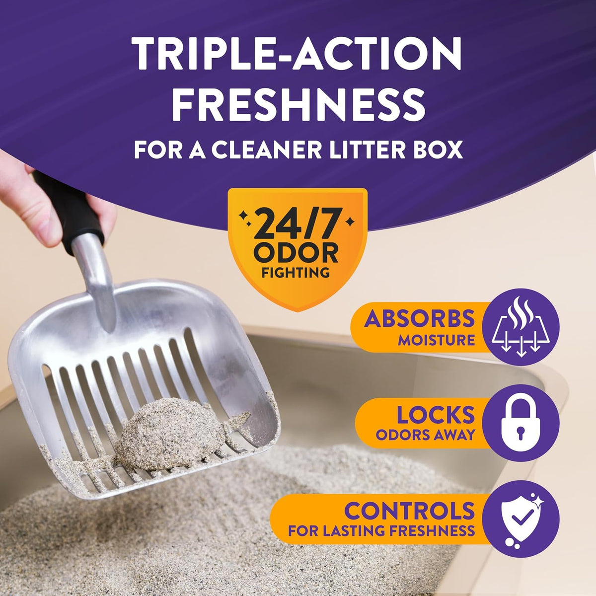 ARM & HAMMER Slide Platinum Easy Clean-Up Clumping Cat Litter, 24/7 Odor Control with Triple-Action Freshness, Non-Stick