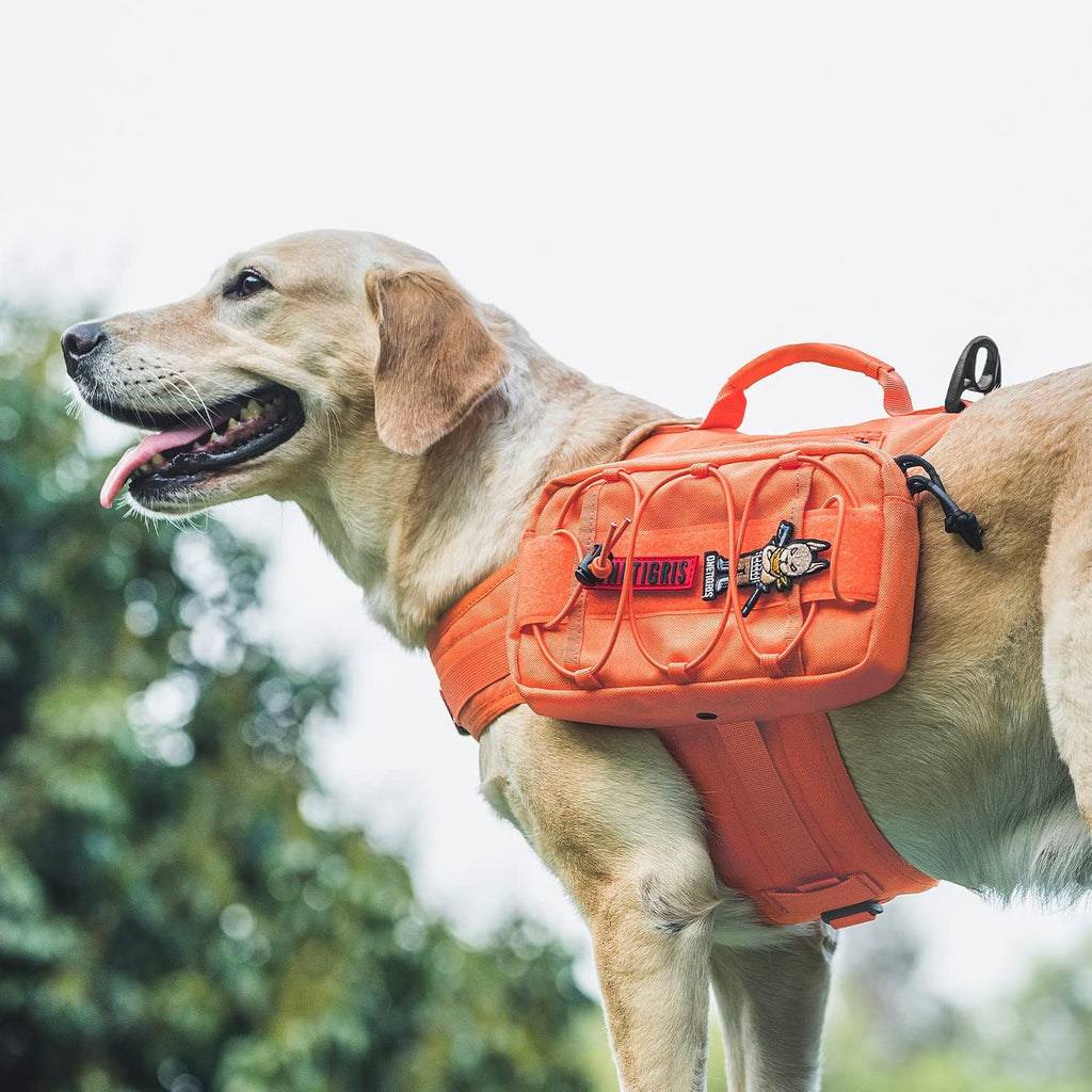 OneTigris Dog Backpack for Medium & Large Dogs, Mammoth Nylon Dog Pack Tactical Backpack Harness with Side Pockets for H