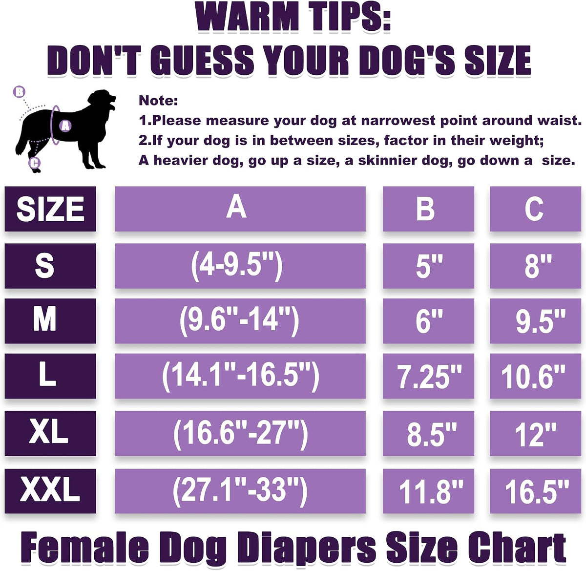 wegreeco Washable Reusable Premium Female Dog Diapers, Medium Dog Doggie Puppy & Doggy Diapers Female for Dog Waist 9.6"