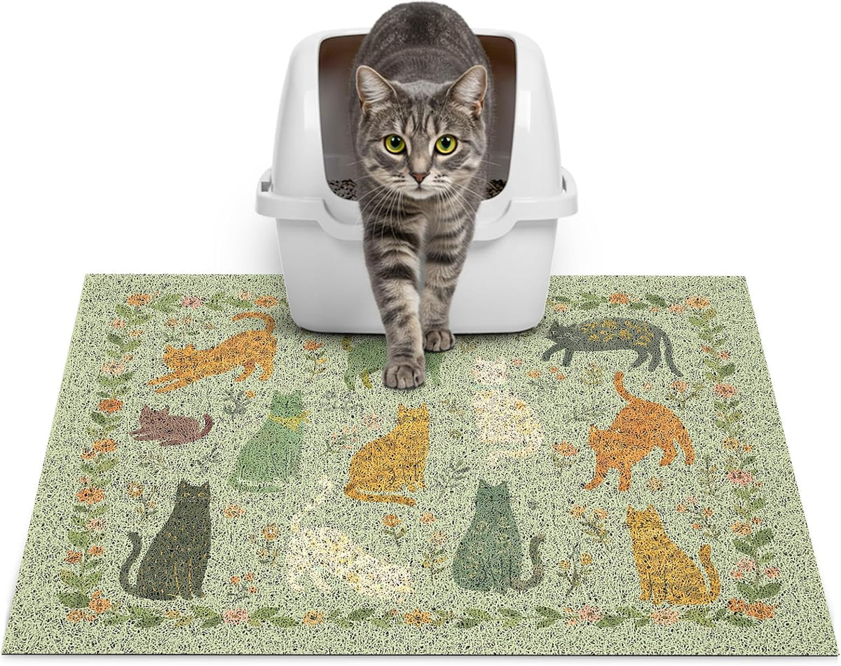 Glittme Cat Litter Mat 33"x22" Non-Slip Washable Trapping Mat for Cats