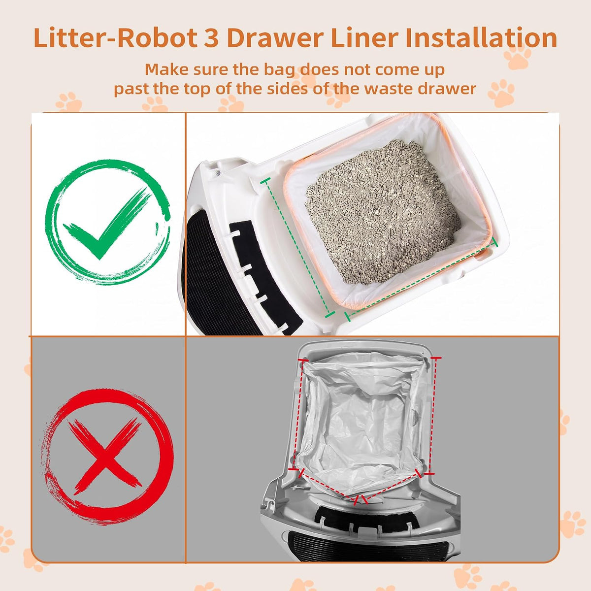 Freypet 120 Pack Litter Box Liners with Drawstring, 25.2" x 15.7"