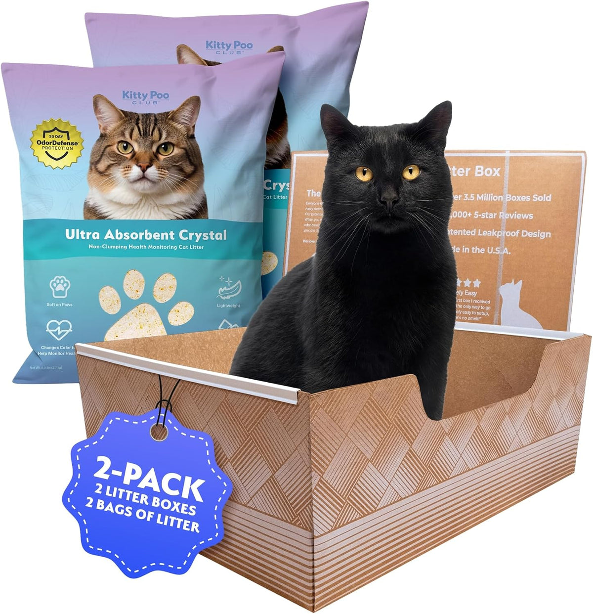 Kitty Poo Club Disposable Cat Litter Box 2-Pack, Leak-Proof 30-Days Per Box