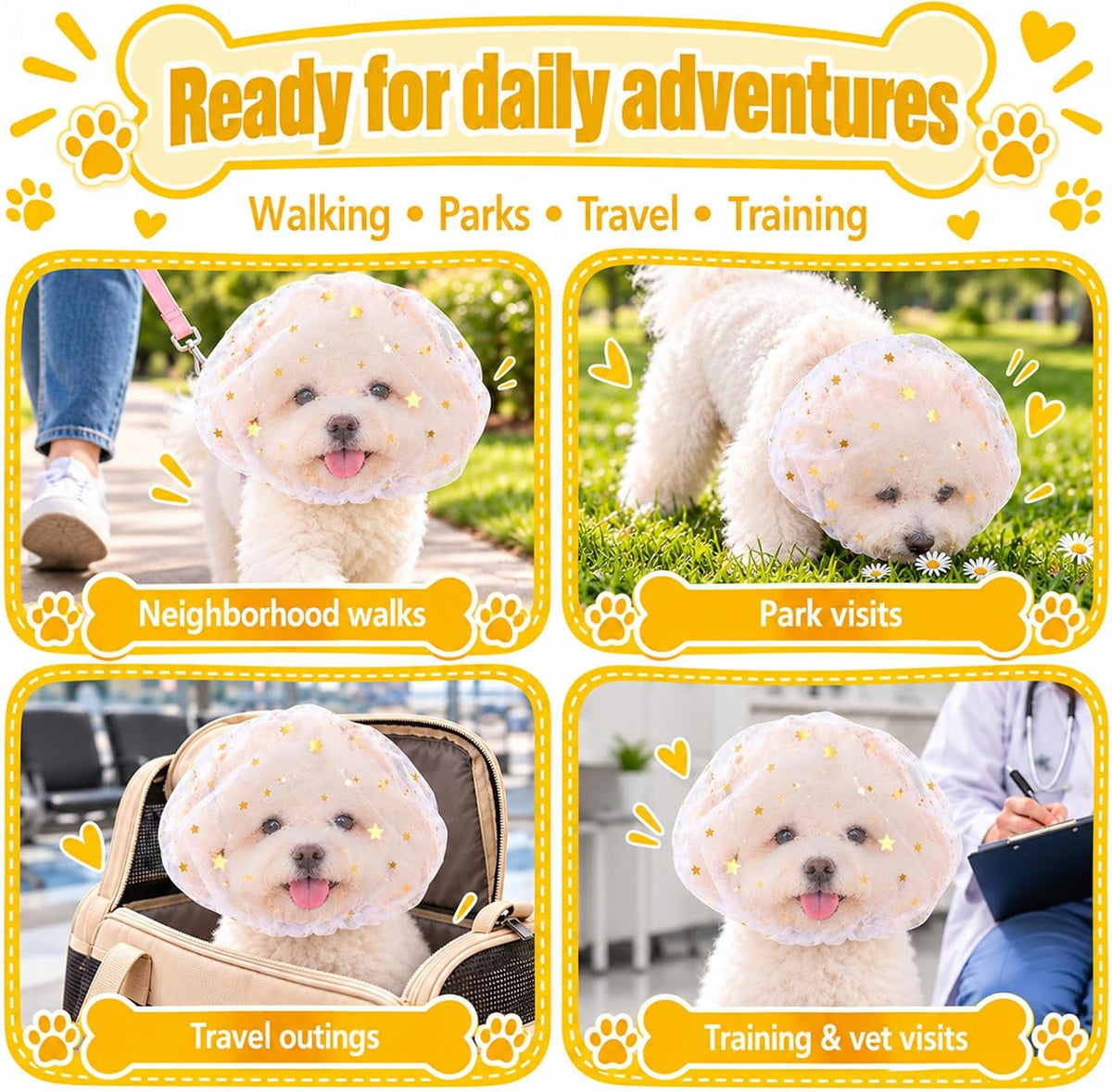 5 Pcs Dog Face Net, Anti Scavenging Pet Face Guard Dog Faces Cover