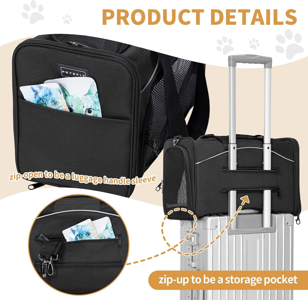 Petsfit Airline Cat Carrier for Small Cats, Two-Way Placement, Up to 9 lb