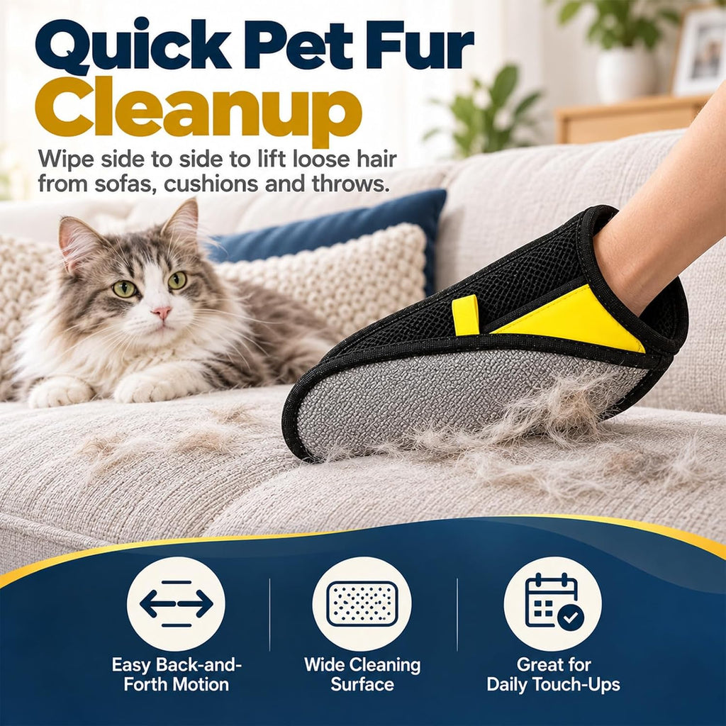 Pure Pet Hair Remover, 2-Pack Reusable Gloves for Couch, Clothes & Car
