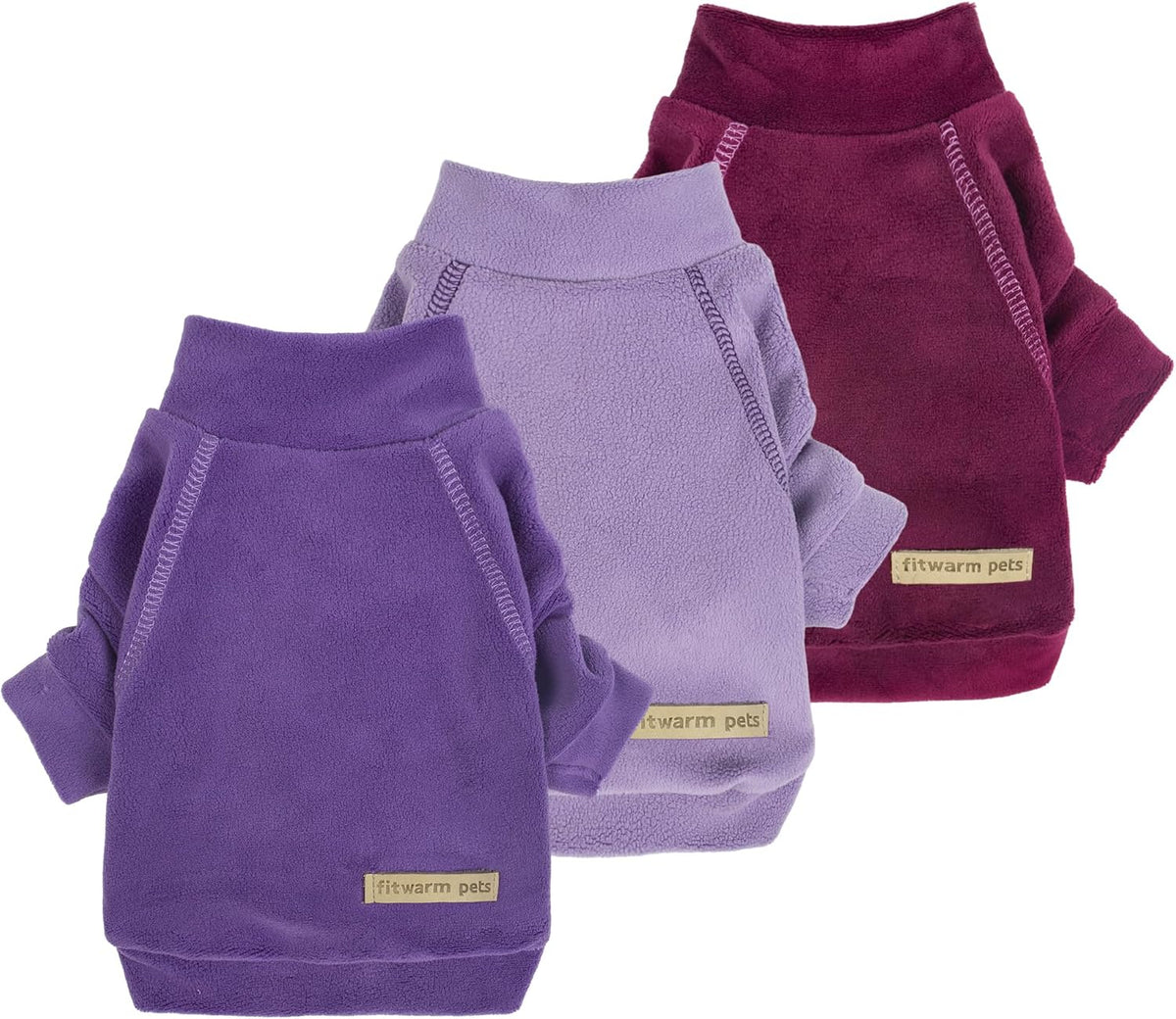 Fitwarm 3 Pack Classic Fleece Dog Sweater, Turtleneck Dog Sweatshirt, Dog Winter Clothes for Small Dogs Boy Girl, Pet Pu