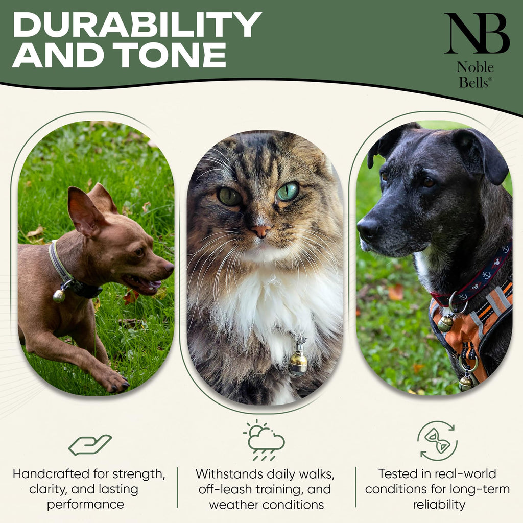 Noble Bells Handmade in USA, Extra Loud Collar Bell for Cat or Dog, Small