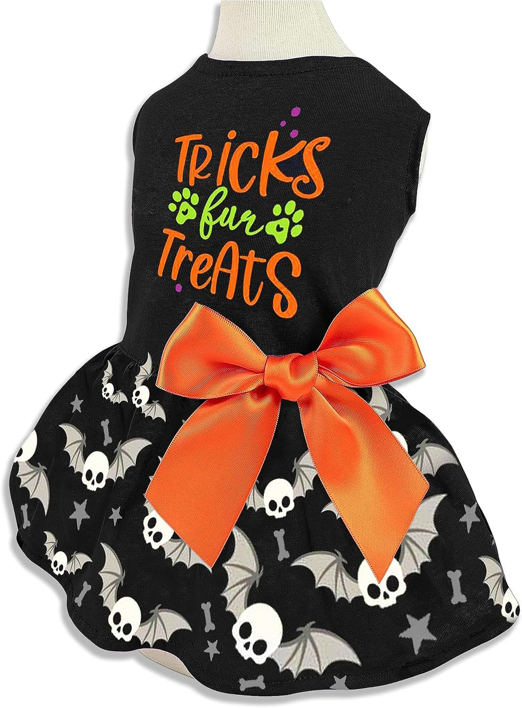 Halloween Dog Dress, Holiday Cat Cotton Outfits Skull Skirt for Small Boys and Girls Puppies Pets Doggie