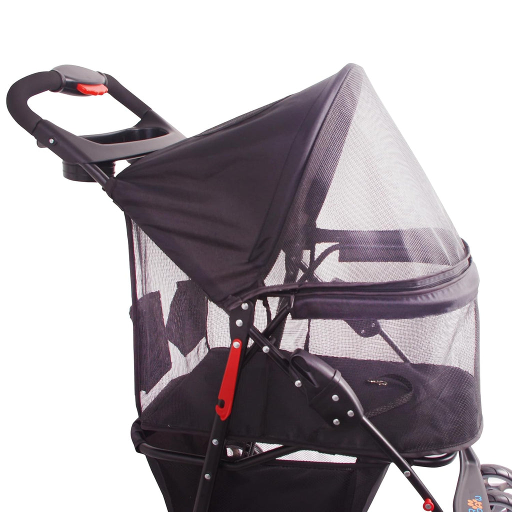 Full-Window pet Stroller 4 Wheels for Cats & Dogs, with Storage Basket,Cup Holder, Travel Puppy/Cats Stroller.