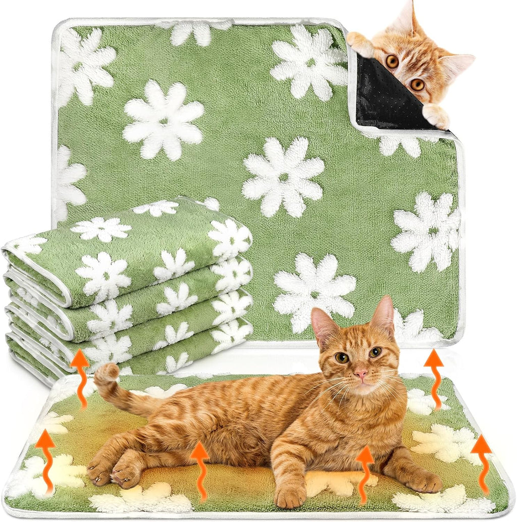 4Pack Self Heating Cat Pad Self Warming Dog Mat, Plaid, 16 x 20 Inches