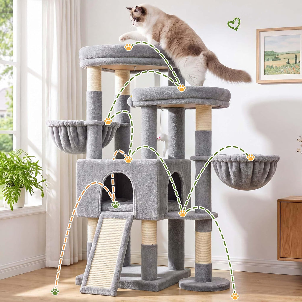 Globlazer Sturdy Cat Tree for Large Adult Cats with Scratching Posts, C52