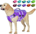 Dog Life Jacket with Handle Adjustable Swim vest, Purple, M