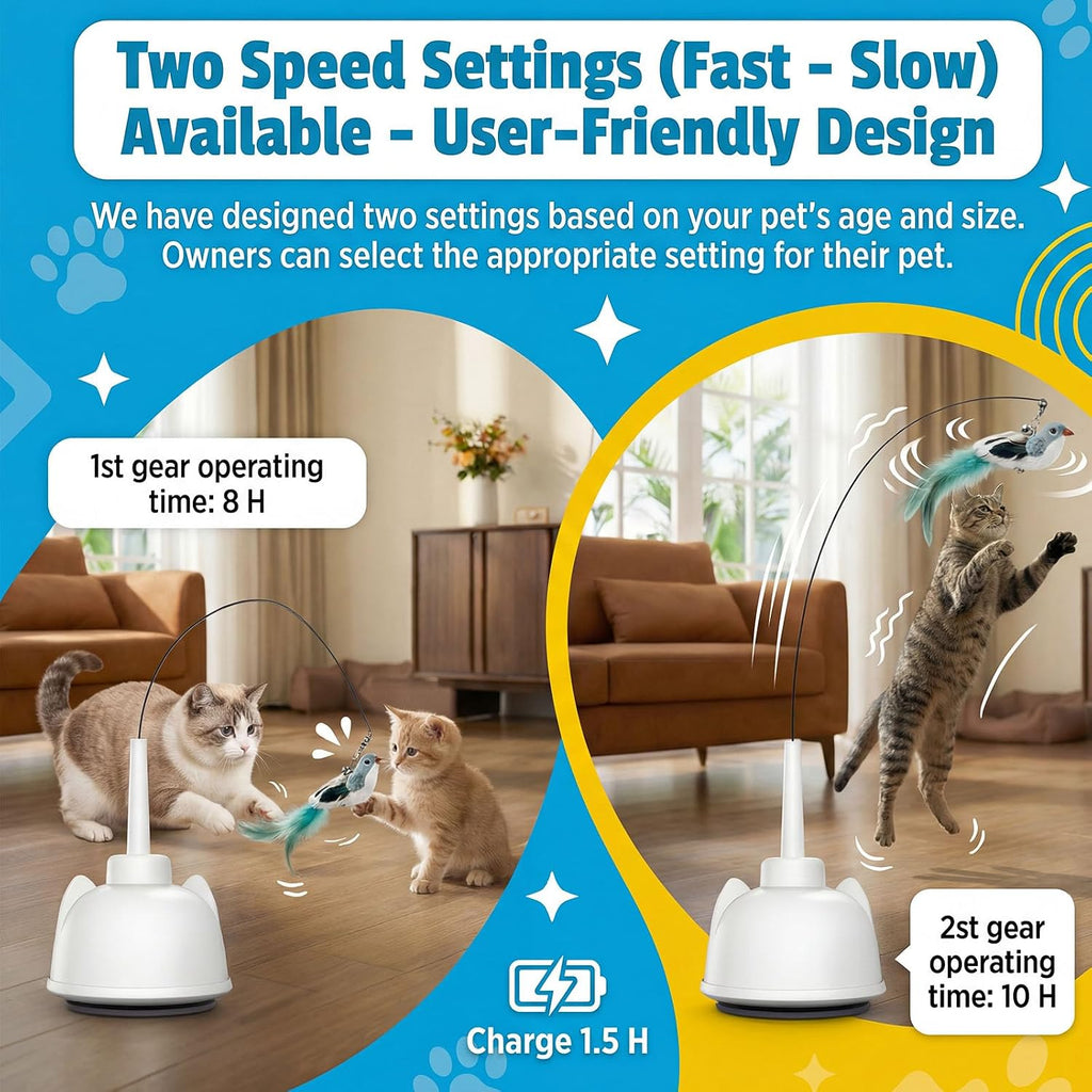 Interactive Cat Toys for Indoor Cats Toy Wand 360°Automatic Moving Cat Toys