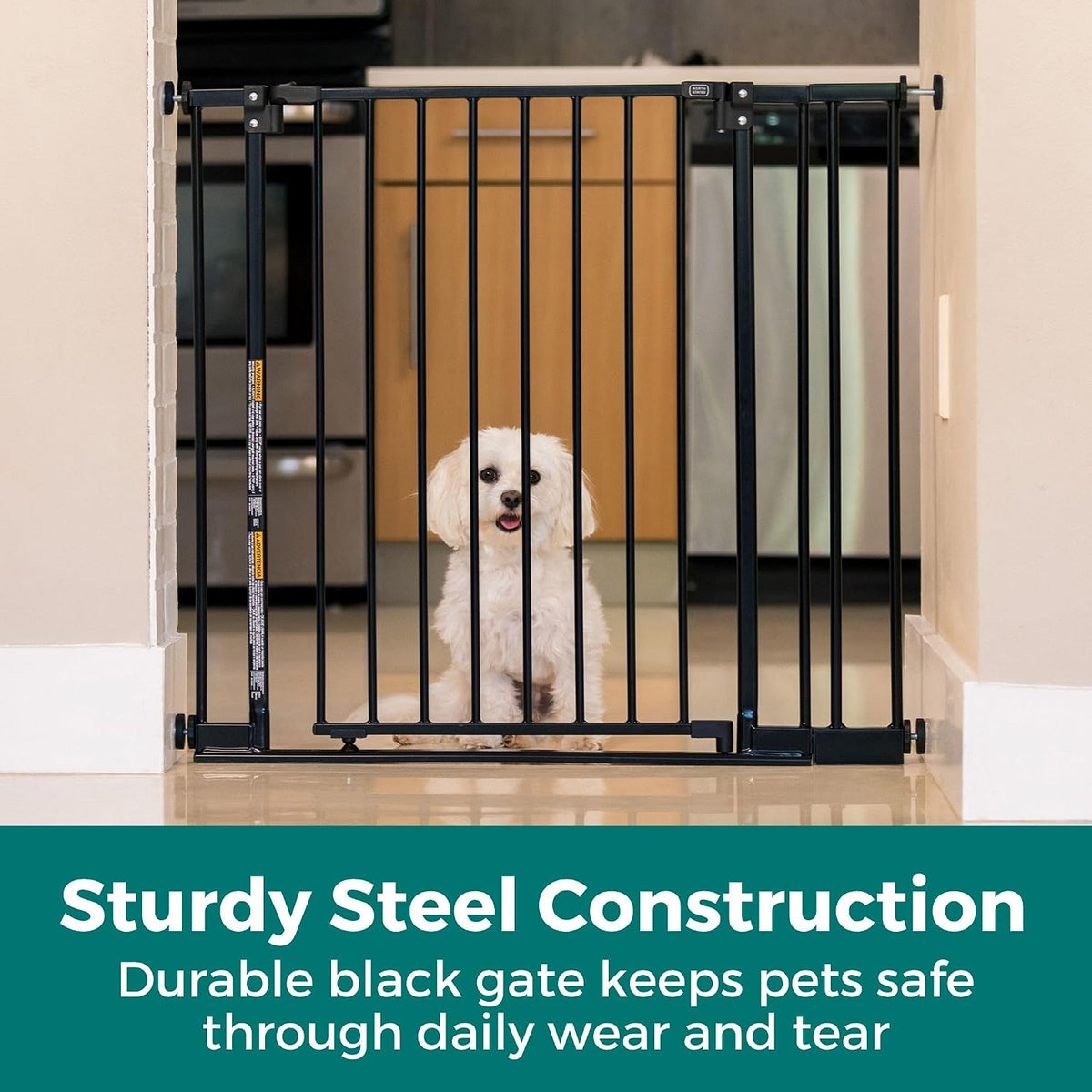 MYPET StepSafe Walk-Thru Pet Gate; 29-40" Wide, 30" Tall, Black