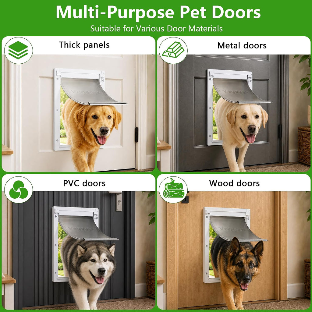 Large Dog Door for Door, Durable Plastic, Magnetic Pet Door with Lock Panel