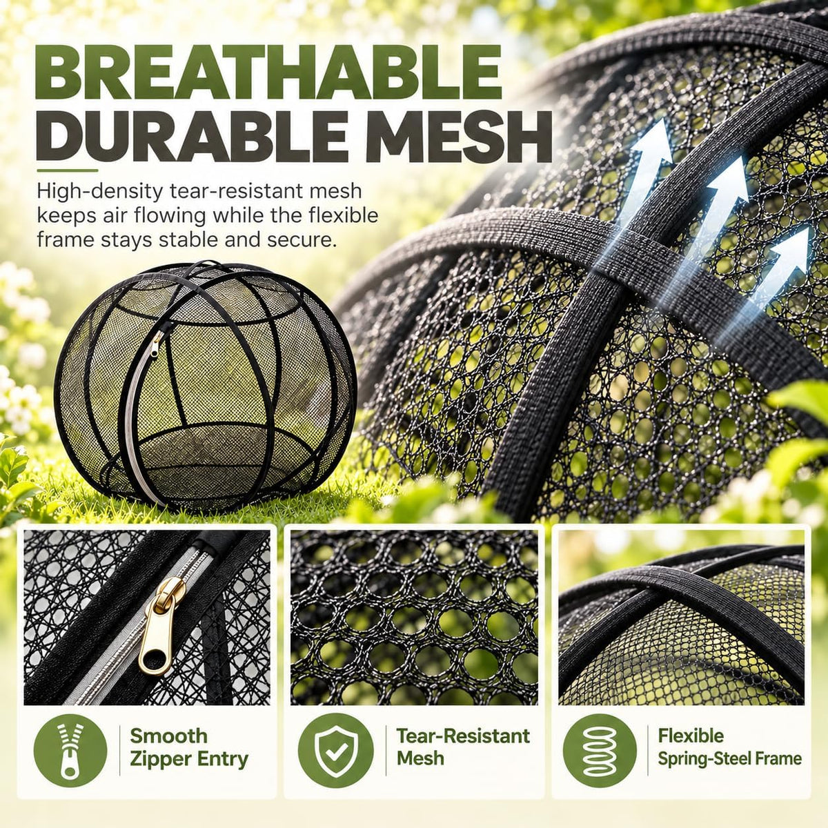 Cat Hamster Ball for Outside, 360° Panoramic Pop-Up Rolling Cat Playpen, 26.77 Inch Foldable Hamster Ball for Cats, Port