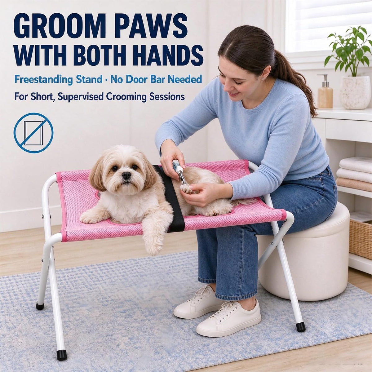 Pet Grooming Hammock with Stand Dog Bath Hammock Foldable Dog Bath Stand