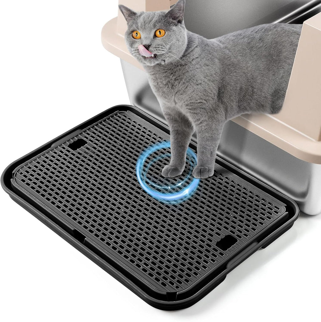 Cat Litter Box Step, Large Cat Litter Ramp with Filter Function, Black