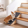 Dog Ramp for Stairs, Adjustable Wooden Pet Ramp with Anti-Slip Carpet (2)