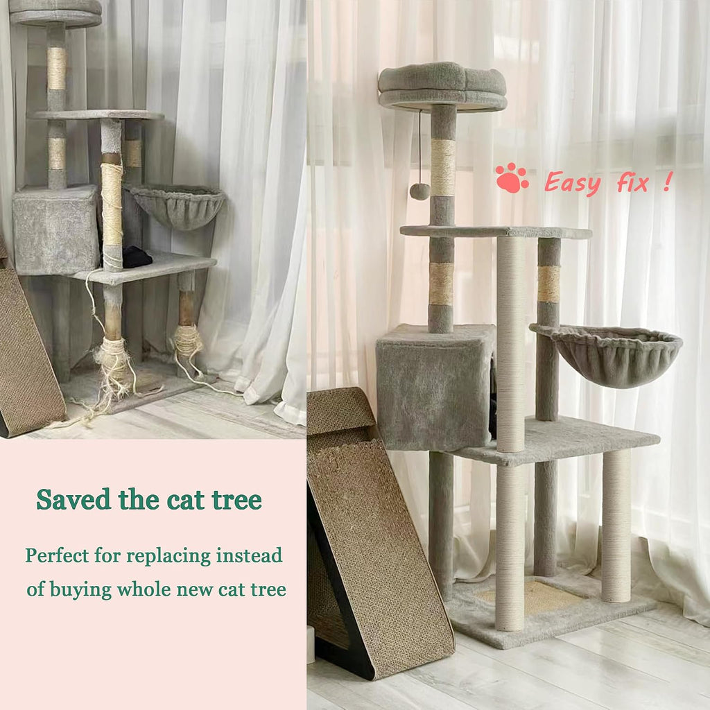Cat Scratching Post Replacement Pole, 2 PCS 15.7in Cat Tree Replacement Post, Natural Sisal Cat Tree Replacement Parts w