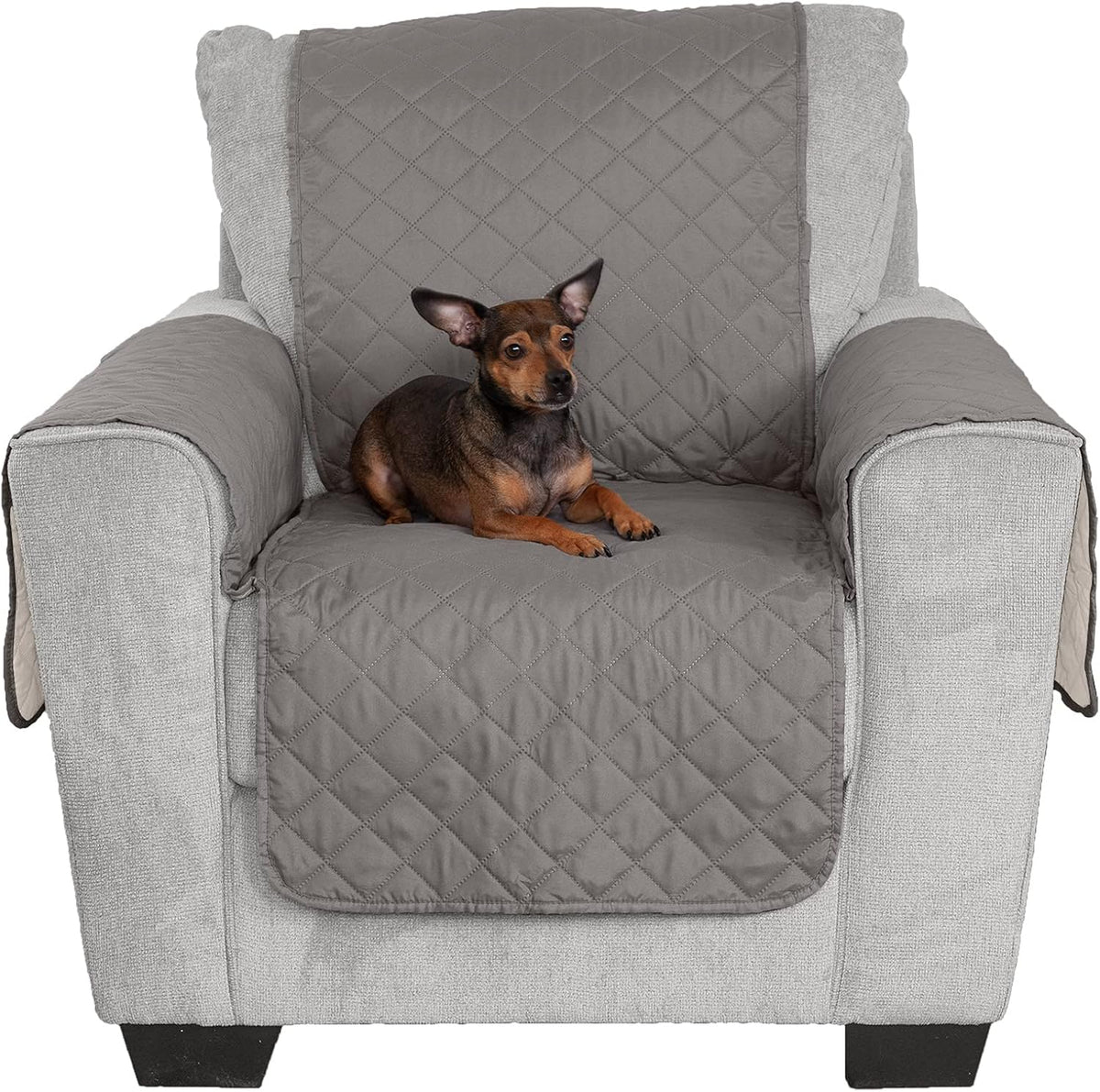 Furhaven Water-Resistant & Reversible Chair Cover Protector for Dogs, Cats, & Children - Two-Tone Pinsonic Quilted Livin
