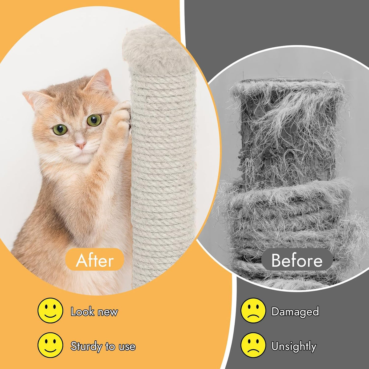 164 Ft Sisal Rope for Cat Tree, 1/6 Inch Natural Twine, White Color