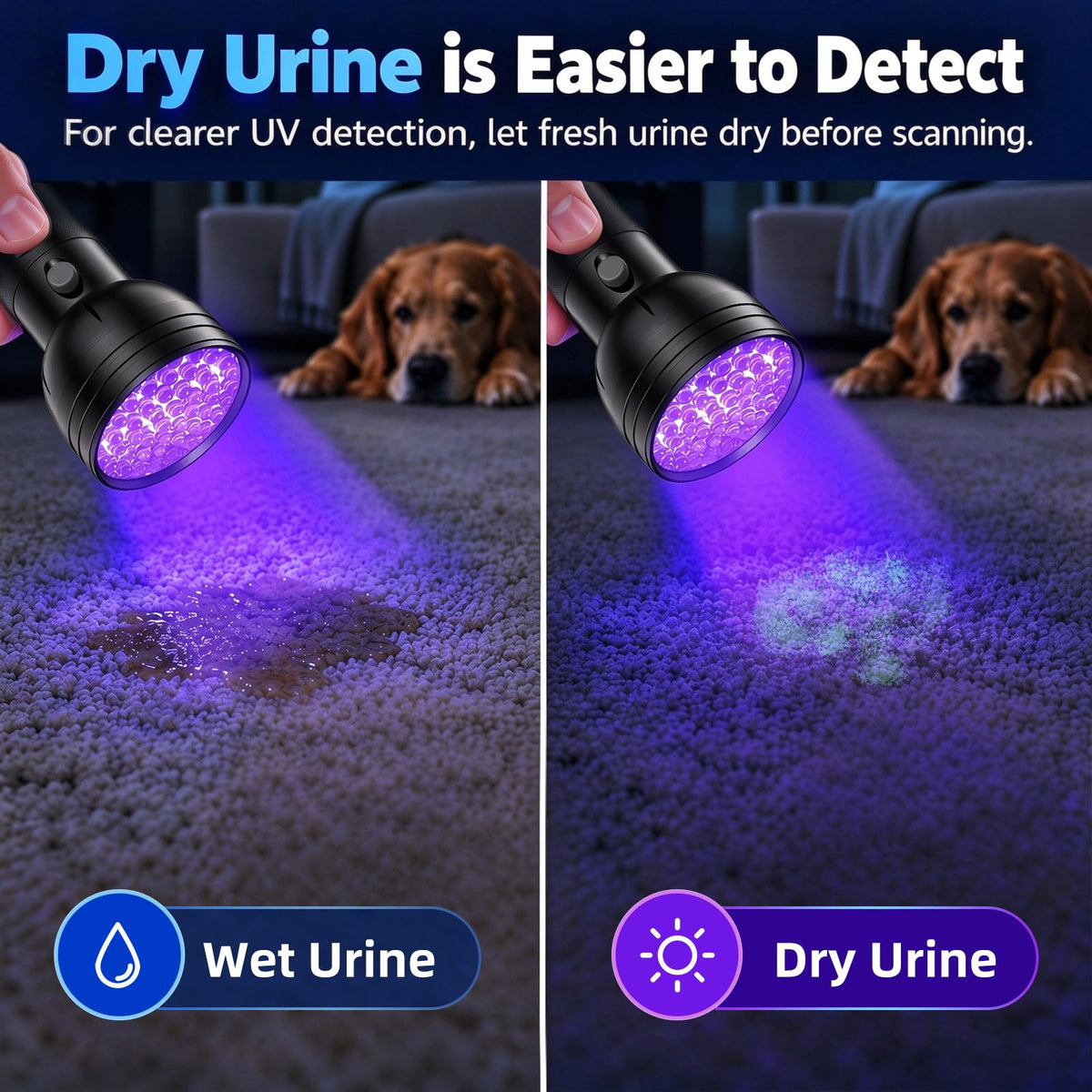 Vansky UV Light Stain Detector: 51 LED Black Light Finds Hidden Pet Urine