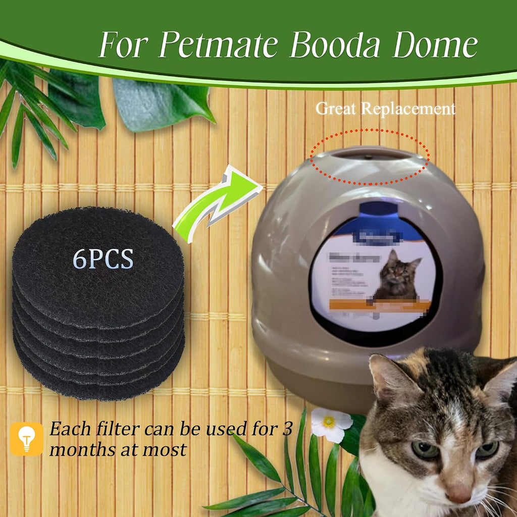 6PCS Replacement Filters for Petmate Booda Dome Cat Litter Box
