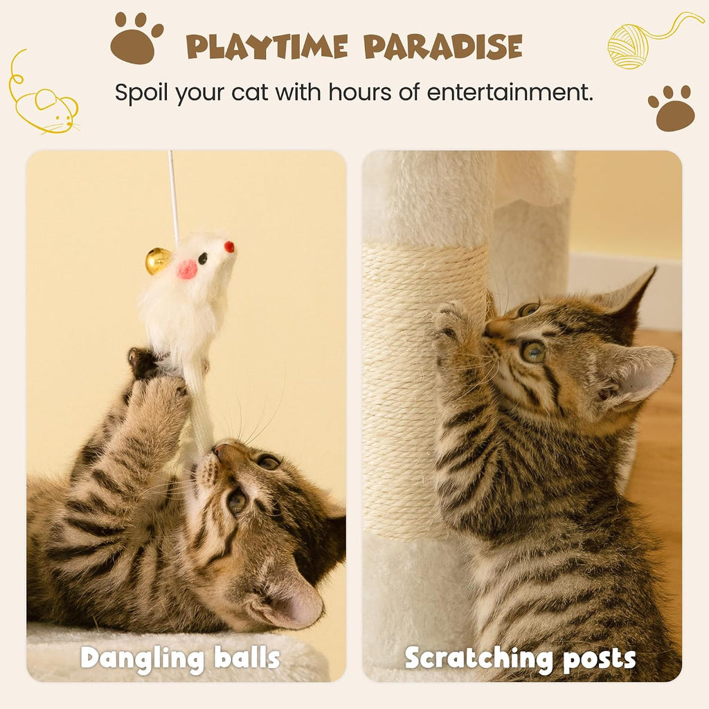 63.8 inches Multi-Level Cat Tree for Large Cats with Sisal-Covered Scratching Posts, Padded Platform, Hammock and Condo,