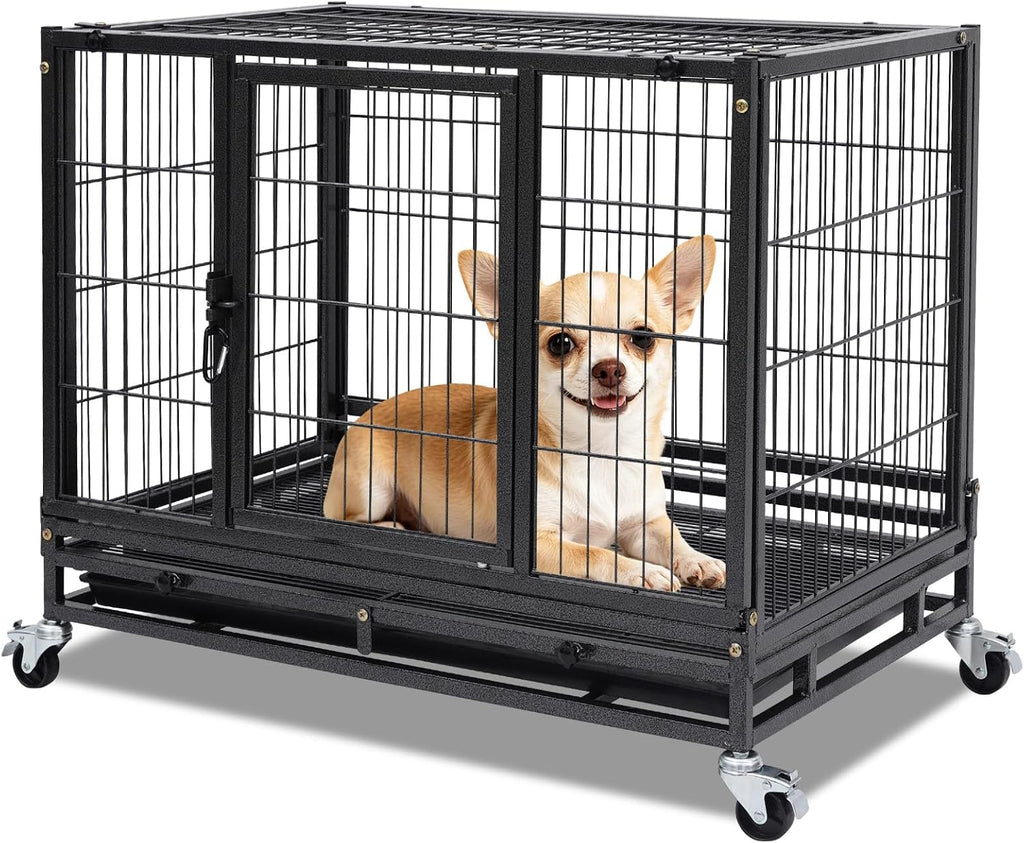 Homey Pet 31 Inch Stackable Dog Crate for Small Dogs, Heavy Duty Wire Cage