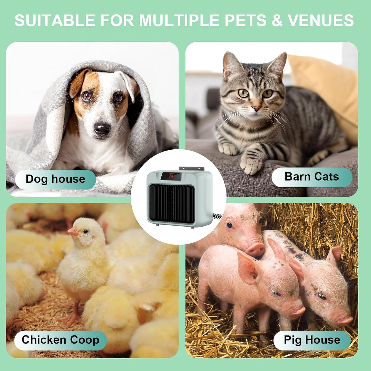 Grey Dog House Heater for Outdoor & Indoor