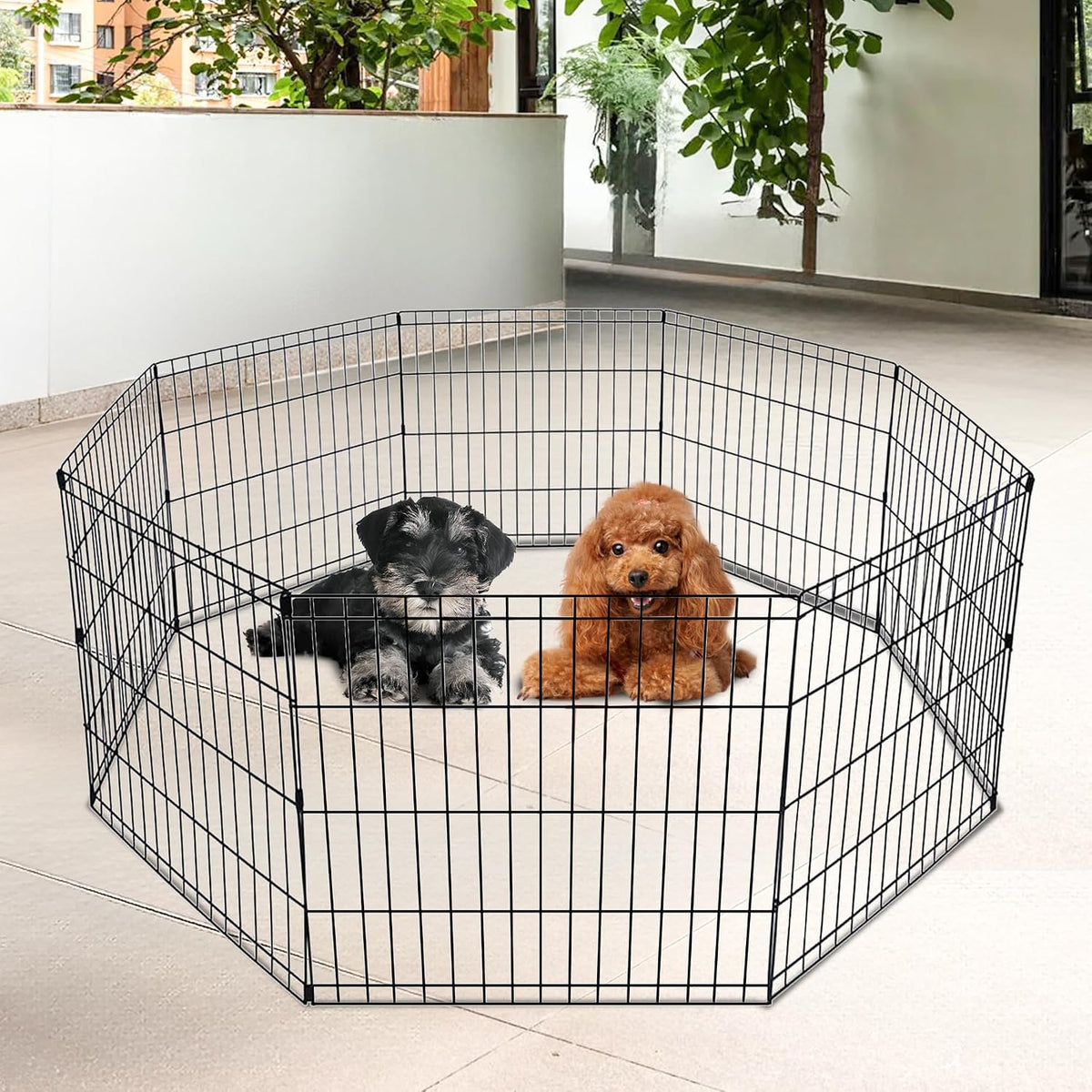 FDW | Dog Playpen | 24", 8 Panels | Heavy Duty Metal Pet Exercise Pen