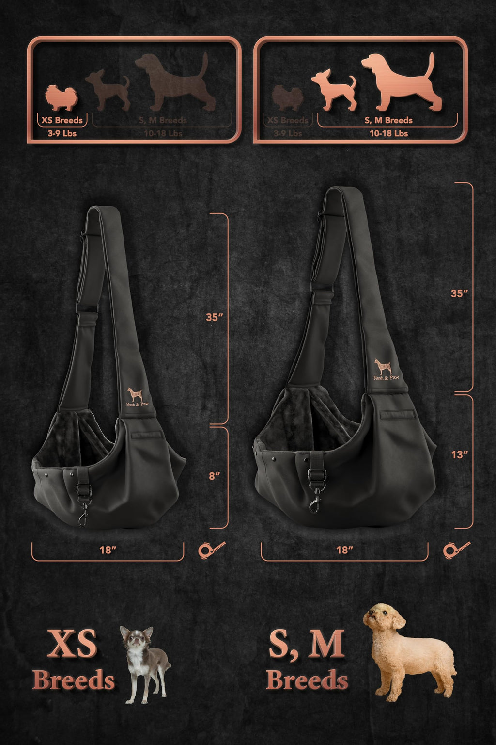 Noah & Paw Dog Sling Carrier for XS Dogs & Cats 3-10 lbs (Premium Twill)