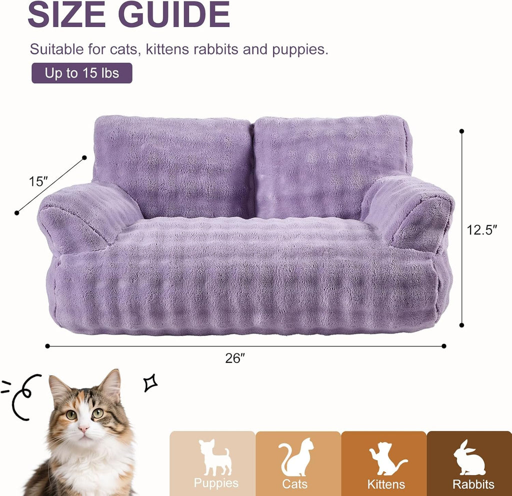 Cat Couch Bed, Cute Pet Sofa for Indoor Cats, 26"x15", Dusty Purple
