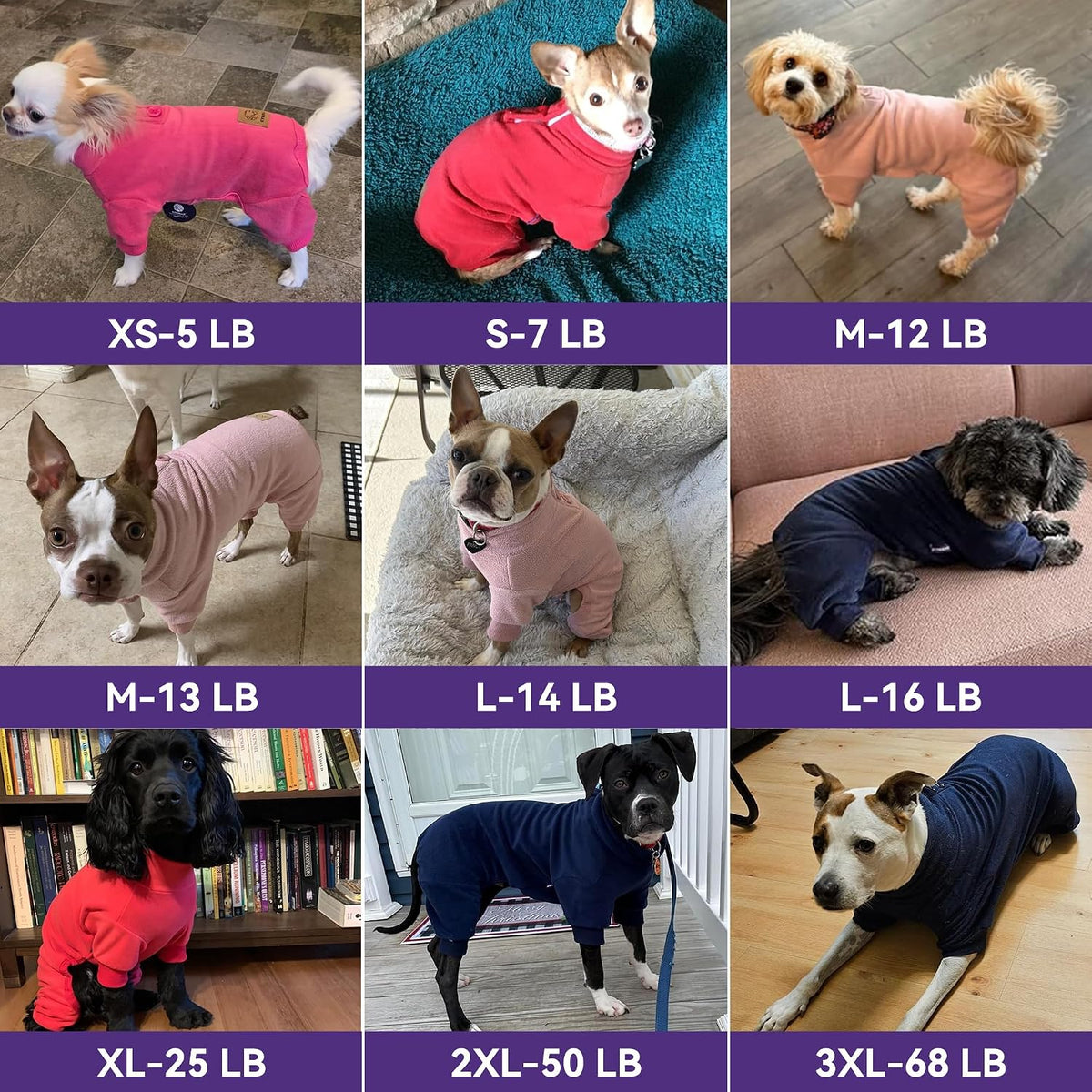 FLeece Dog Pajamas Warm Dog Coats for Small Dogs Onesie, Navy, S