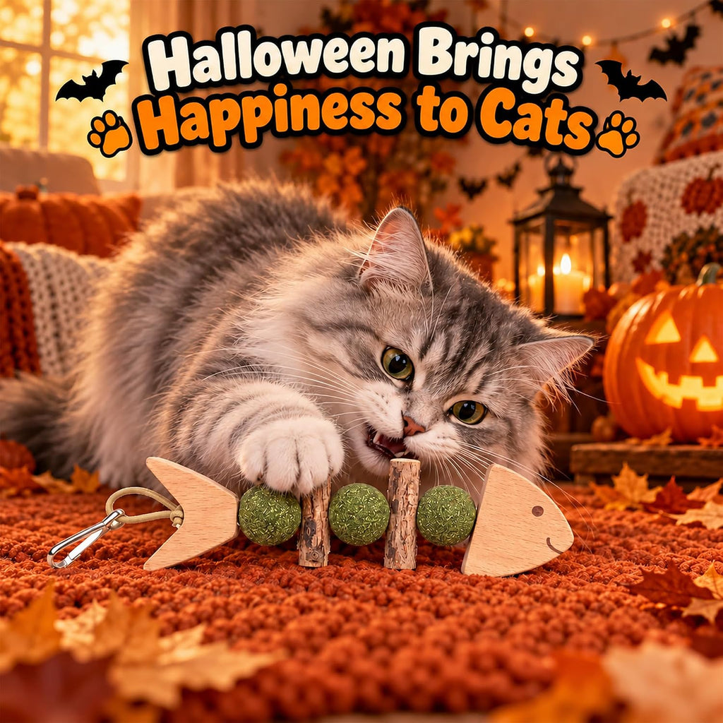 Interactive Cat Toys with Natural Catnip&Silvervine,Fish＆Caterpillars Set