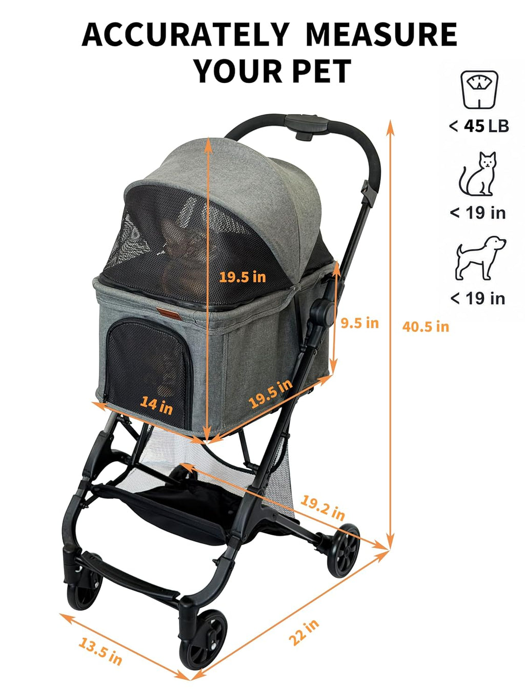 Small Dog Stroller, Travel Mini Pet Cat Strollers