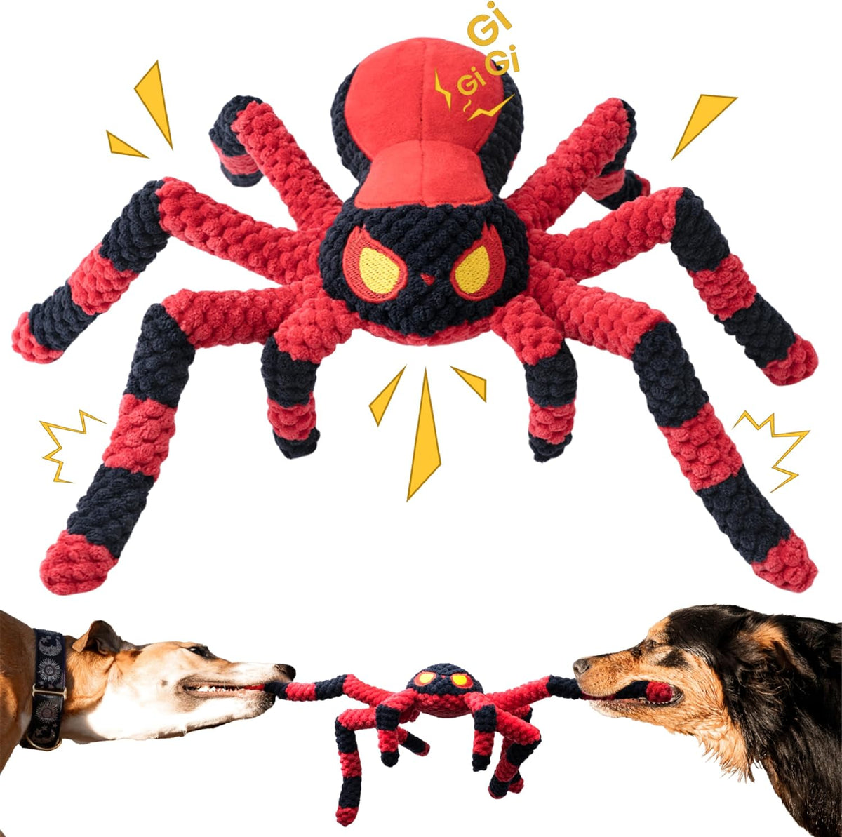 LEGEND SANDY Tough Dog Toys, Stuffed Chew Large Dog Toys to Keep Them Busy, Interactive Squeaky Tug of War Doggie Toy, C