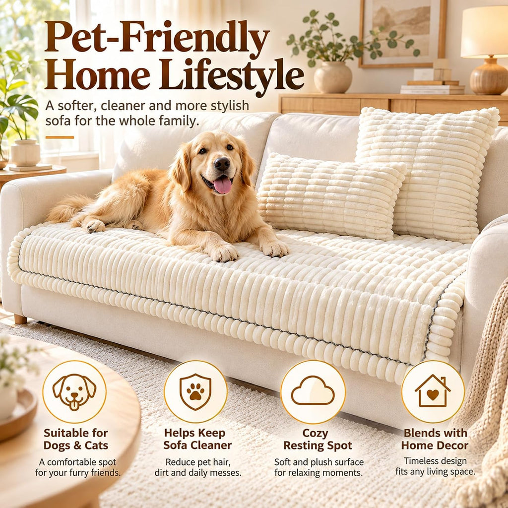 Pet Couch Cover 3-Piece Set, 2 Pillow Covers (Dark Gray,27.6 x 59.1 in)
