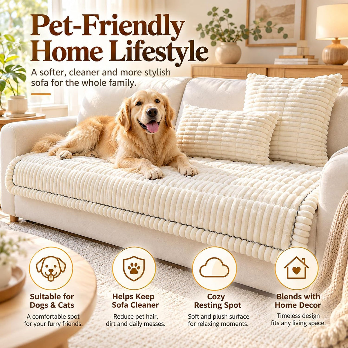 Pet Couch Cover 3-Piece Set, 2 Pillow Covers (Dark Gray,27.6 x 59.1 in)
