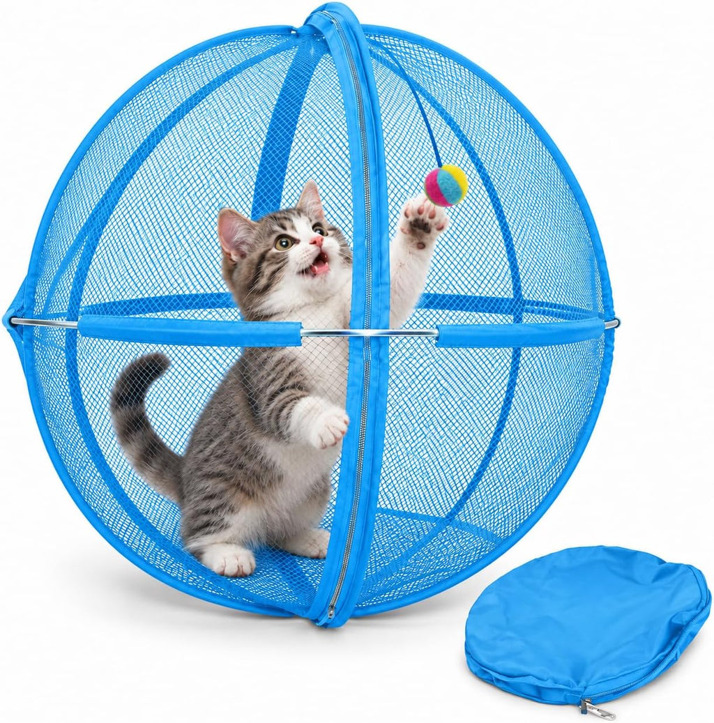 Cat Outdoor Enclosure, Rolling Cat Ball, Foldable Mesh Playpen for Outside
