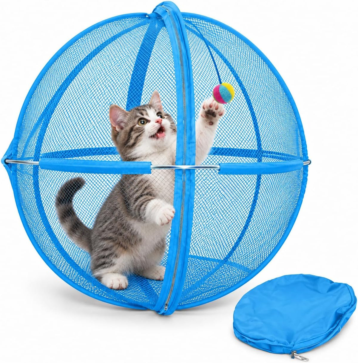 Cat Outdoor Enclosure, Rolling Cat Ball, Foldable Mesh Playpen for Outside