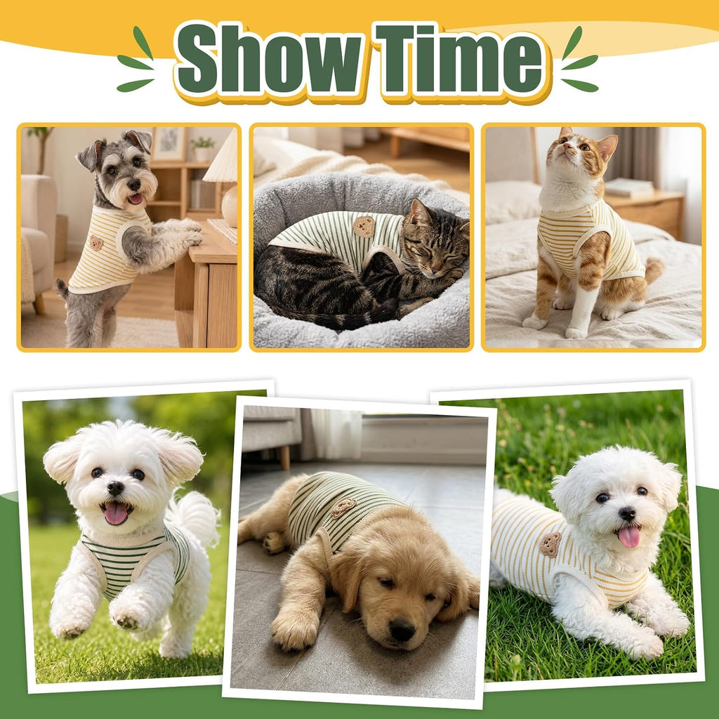 2-Pack Dog T-Shirt for Small Dogs, Striped Stretchy Puppy Clothes